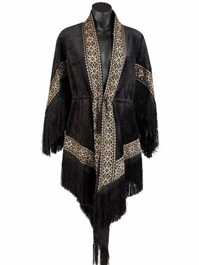 Black velvet Tasseled heritage Tribal  Gold embroidered Coat boho